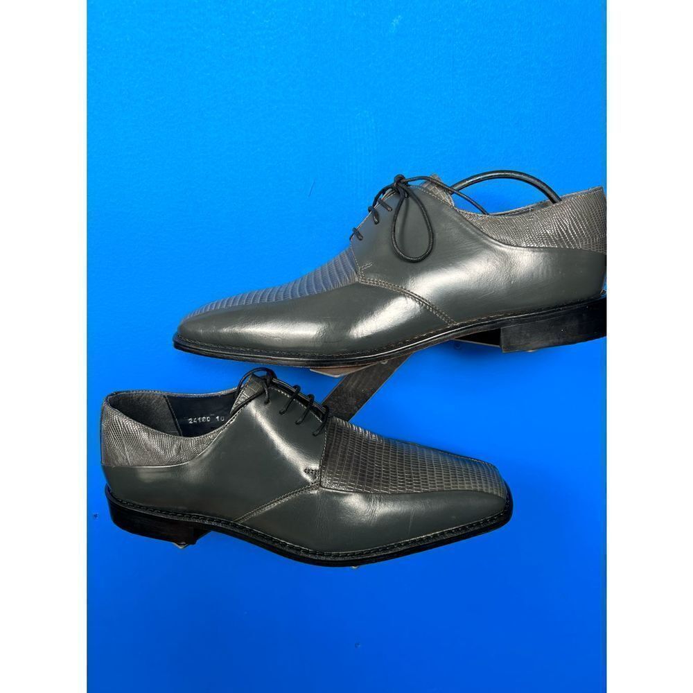 Stacy Adams Garcea Blue Leather Croc Lizard Print Oxford Cap Toe Shoe 10 M
